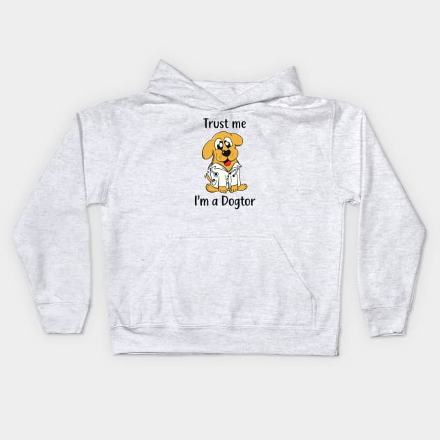 Funny Dog Doctor Cartoon Kids Hoodie by Foxxy Merch